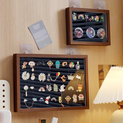 Badge Display Frame Metal Brooch Medal Collection Collection Felt Display Board Wood Grain Wall Hanging Medal Bar Storage