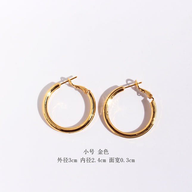 Brass Plated Real Gold European and American Niche Brushed Round Earrings Fashion Exaggerated Shiny Large Earrings Sexy Earrings 268