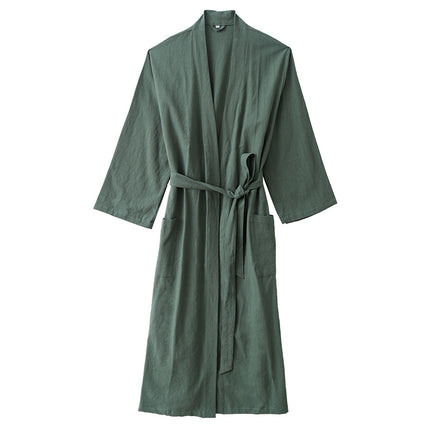 Lu Suyoupin Cotton Linen Bathrobe Bathrobe Home Clothes Pants Bath Skirt suit Pajamas Nightgown Outwear Couple