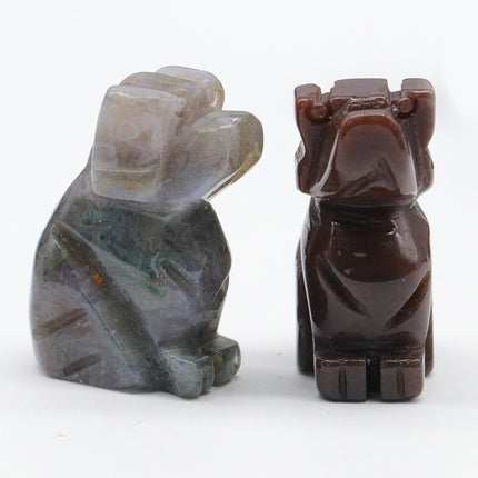 1in Puppy Crystal Agate Stone Mini Carved Small Animal Semi-Precious Stone Crafts Dog Small Ornaments