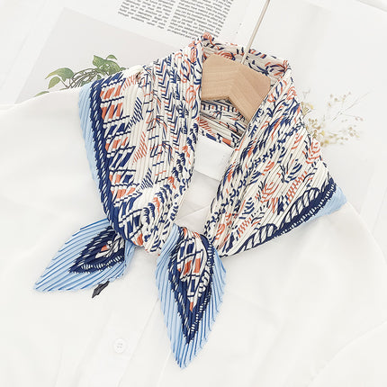 New wrinkled small square scarf female Korean imitation silk printed wrinkled small scarf Joker scarf decorative scarf wholesale