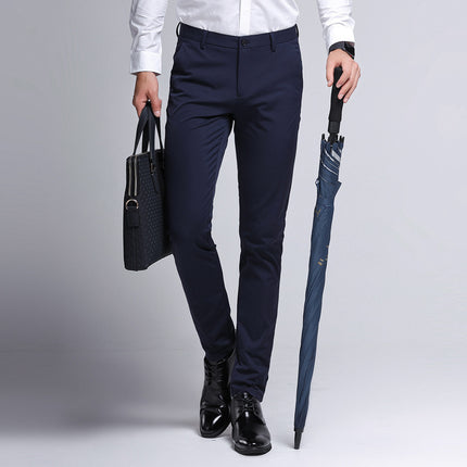 2025 New Men's Autumn Straight Pants Youth Men's Pants Business Casual Pants Non-ironing Slim-fit Small Leg Pants