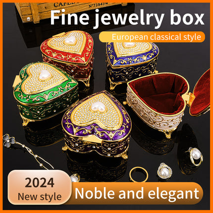 Cross-border E-commerce European-style Retro Metal Jewelry Box Exquisite Enamel Color Necklace Jewelry Storage Box Princess Jewelry Box
