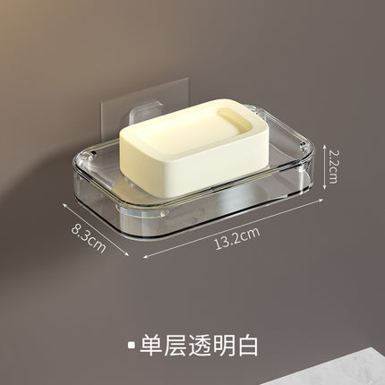Light Luxury Soap Box Suction Cup Wall-mounted Non-perforated Draining Toilet Drainage Soap Box Rack Household Bathroom