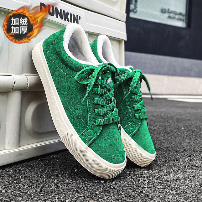 Autumn and Winter Fleece-Lined Warm Canvas Shoes, Men's Cotton Shoes, Casual Men's Shoes, Student Skate Shoes, Canvas Shoes with Fleece Lining