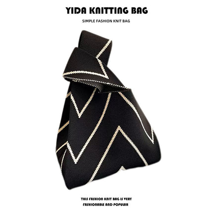 Wavy Arrow Portable Knitted Bag Trendy Twill Knitted Bag Vacation Bag Work Bag Casual Bag Contrast Color