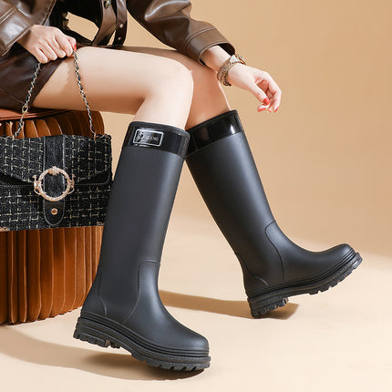 Rain Boots for Women, Extra High Fashion Adult Rain Boots, Non-Slip Outdoor Waterproof Shoes, Thick-Soled Long Water Boots, Rubber Shoes Wholesale