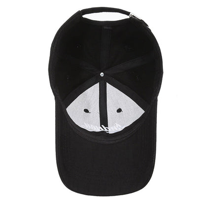 Japanese Style Casual Sanding Letter Embroidered Cap Women's Spring and Autumn Summer New Big Head Wide Brim Casual Baseball Cap