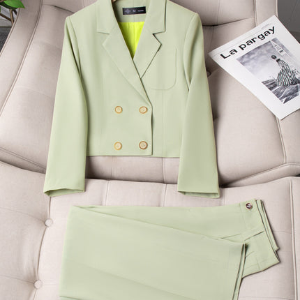 Short Blazer for Petite Women, Stylish Suit Set, 2025 New Spring and Autumn Casual Formal Two-Piece Set