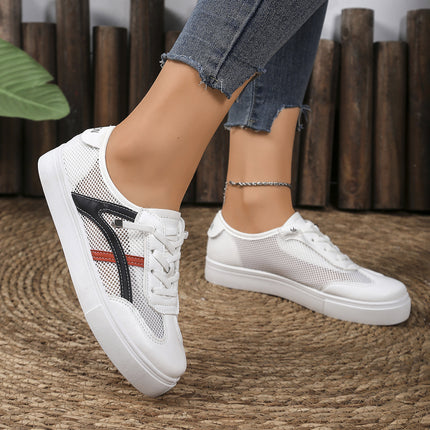Foreign Trade White Shoes for Women 2025 Spring and Summer New Casual Flats Mesh Panel Shoes Women's Sports Shoes Lazy Shoes