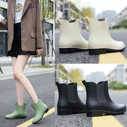 Rain Boots for Women, Mid-Calf Rain Boots for Women, Non-Slip Low-Cut Waterproof Glue Shoes, Warm Thick-Soled New Rain-Proof Shoes