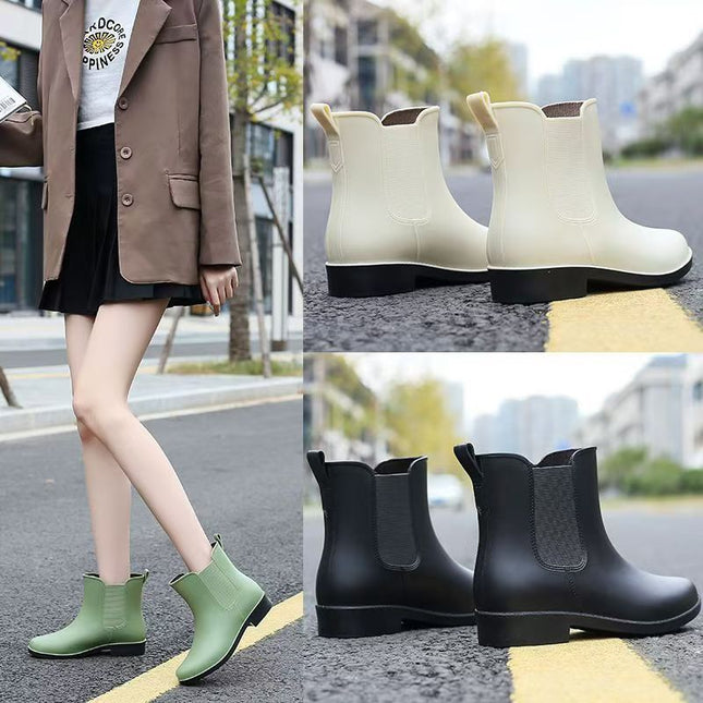 Rain Boots for Women, Mid-Calf Rain Boots for Women, Non-Slip Low-Cut Waterproof Glue Shoes, Warm Thick-Soled New Rain-Proof Shoes