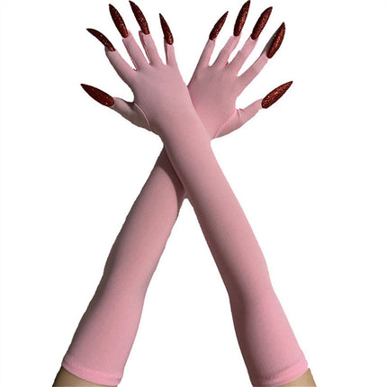 48cm European and American Fashion Halloween Gloves Long Nails Ghost Claw Gloves Long Performance Props Costume Black Red Claw