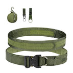 Military green-belt + small round bag + keychain + water bottle buckle four-piece set
