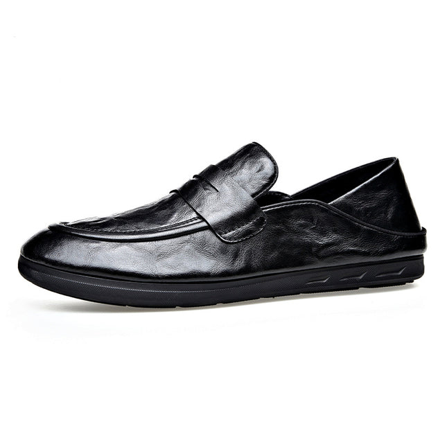 Men's Genuine Leather Loafers Summer New Soft Breathable Slip-on Fashionable Trendy Shoes