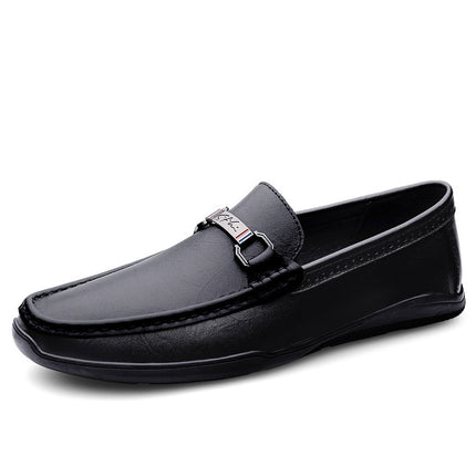 2025 Slip-on Middle-aged Peas Shoes Comfortable First Layer Cowhide Soft Leather Soft Bottom Breathable Casual Leather Shoes Loafers