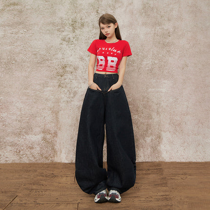 American Scimitar Jeans for Women 2025 Summer New Straight-Leg Loose High-Waist Slimming Wide-Leg Floor-Length Pants