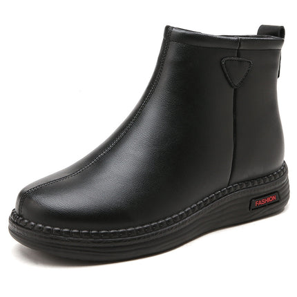 Mom's Shoes, Short Boots for the Elderly, Warm Winter Non-Slip Shoes for Middle-Aged and Elderly Women, Plus Suede Leather Shoes, Autumn and Winter Middle-Aged Winter Cotton Shoes