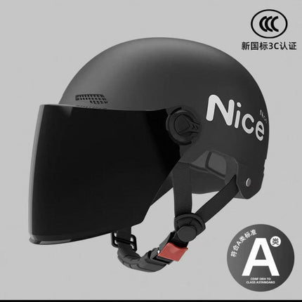 New National Standard 3C Certified Electric Vehicle Helmet for Men, Summer, Women's Battery Motorcycle Half Helmet, Lightweight Anti-Collision Helmet
