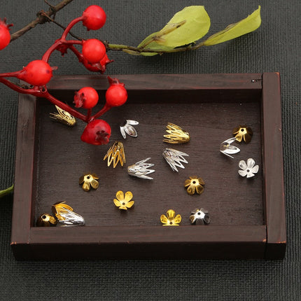 Iron octagonal pointed leaf rounded five-petal flower holder petals handmade diy made hairpin tassel antique material accessories