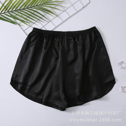 Green Silk Leaf Silk Pajamas Women's Home Shorts Silk Beach Pants Summer Casual Versatile Large Pants