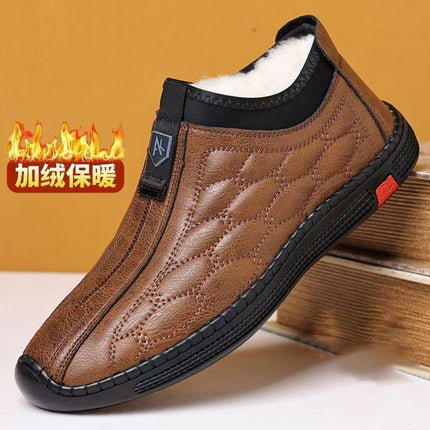 Cotton Shoes 2025 Winter New Men's Velvet Thickeneded Comfortable Soft-Soled Casual Leather Shoes Winter Cold-Proof and Warm Cotton Shoes