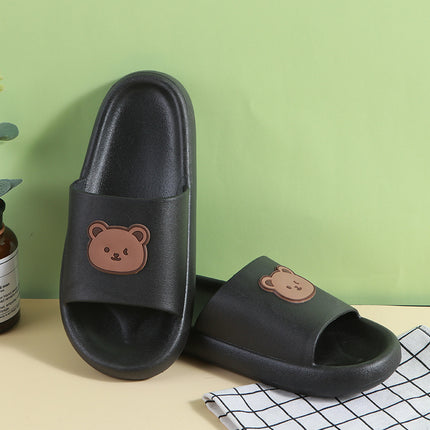 New Cartoon Slippers Women's Summer Home Indoor Thick Sole Shit Bear Slippers Bathroom Slippers Men's Summer