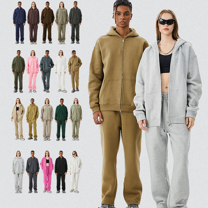 Tilani Men's Autumn and Winter Velvet Thickeneded Hooded Cardigan Sweatshirt Sweatpants American Fashion Brand Youth Hoodie Suit
