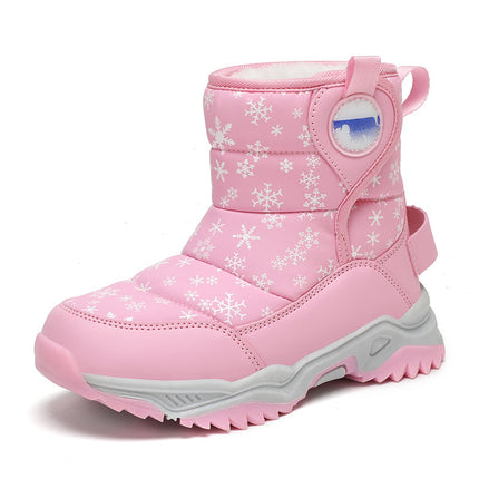 Children's Snow Boots for Girls, New Winter Style, Northeast Large Cotton Shoes, Fleece-Lined, Thickened, Warm, Boys' Outdoor Mid-Calf Boots
