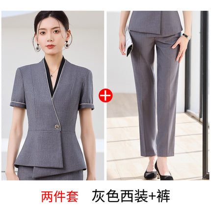 High-end business attire suit female summer management work clothes jewelry shop beauty salon hotel front desk reception work clothes