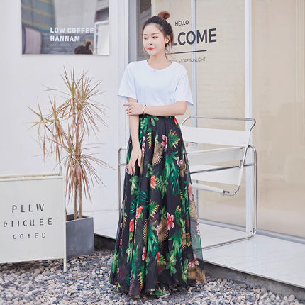 European and American Printed Skirt for Women Amazon 2025 Summer New Casual Seaside Vacation Long Skirt Skirt