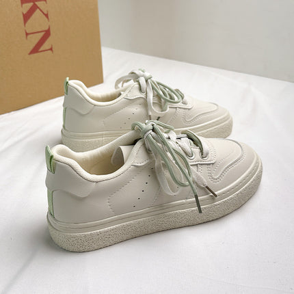 2762 Women's White Shoes 2024 Spring Waterproof Low-Top Thick-Soled Shallow Mouth Hollow Versatile Casual Shoes Breathable and Comfortable