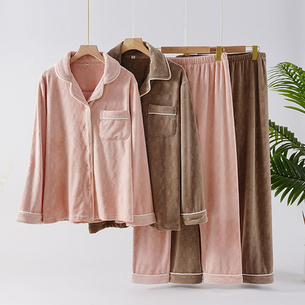 Autumn and Winter Island Velvet Couple Pajamas Women's Warm fleece-lined Men's Winter Coral Velvet Thickened Home Clothes Pajamas