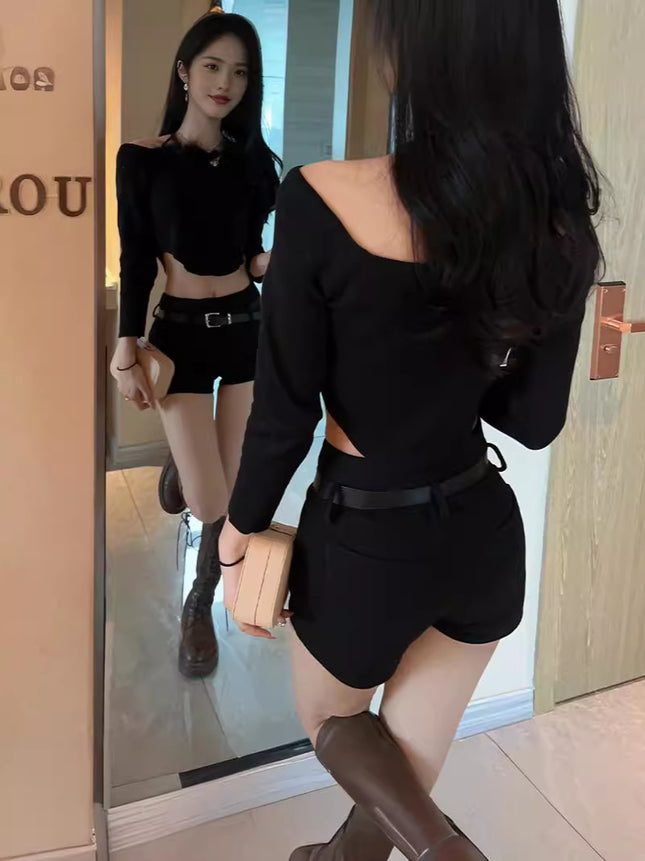 High Waist Tight Sexy Spice Girls Casual Shorts 2024 Summer New Elegant Super Shorts Slim Black Hot Pants
