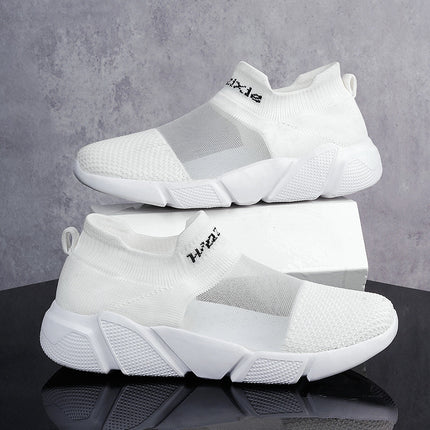 New summer couple flying woven socks shoes mesh casual shoes thick bottom women's shoes lazy shoes slip-on