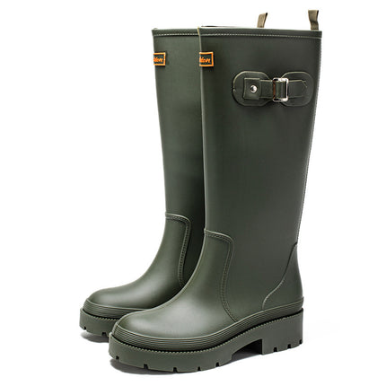 Rain Boots for Women, Fashionable Outer Wear High Rain Boots, New Internet Celebrity Water Shoes, Adult Water Boots, Non-Slip Waterproof Thick-Soled Rubber Shoes