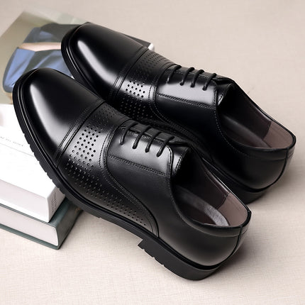 commuter shoes men's shoes spring and summer 2024 men's leather formal shoes hollow breathable leather sandals british style work shoes