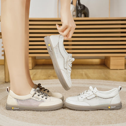 White Shoes Summer Thin Women's Shoes Mesh Breathable Tendon Bottom Cut Out 2025 New Mesh Shoes Soft Sole Shoes Large Size