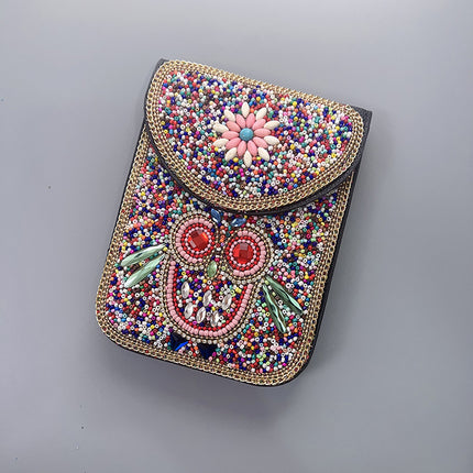 Bohemian Women's Mobile Phone Bag Xinjiang Inner Mongolia Yunnan Tourist Souvenirs Retro Heavy Industry Rice Bead Shoulder Bag