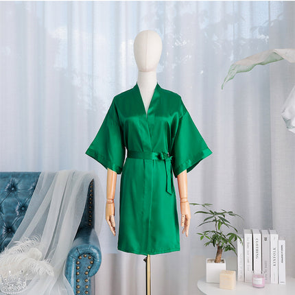 bride Gown morning Gown Lady nightgown wedding makeup bridesmaid group wedding kimono imitation silk cardigan bathrobe
