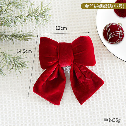Christmas Tree Decoration Home Gold Velvet Bow Large Pendant Photo Atmosphere Props Atmosphere Flocking Bow