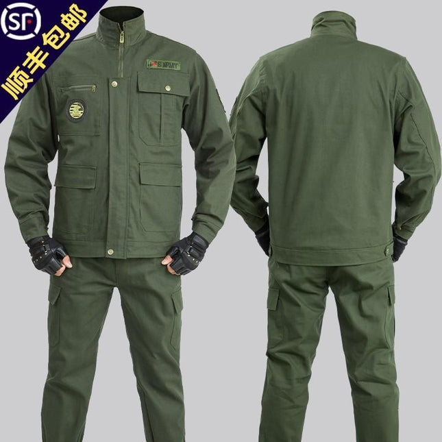 Army green overalls suit men's autumn work wear-resistant anti-scalding long sleeve welder labor protection clothing workshop Tooling Tooling