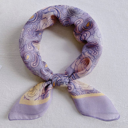 Hanging Card Gift Small Square Scarf for Women, Cotton Blend New Printed Sweet Fashionable Neck Scarf, Soft
