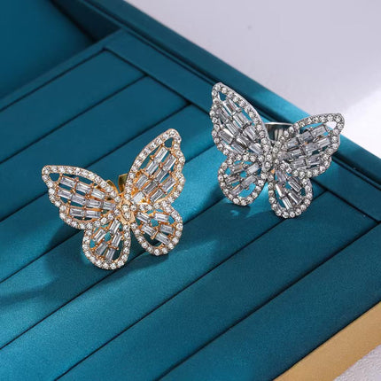 Korean-Style Butterfly Ring for Women, Elegant Butterfly Design, French Light Luxury Three-Dimensional Butterfly Ring, Trendy Beauty, Direct Sales from Manufacturer, Wholesale