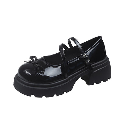 French Shallow Thick-Soled Flats for Women 2025 New Autum with Skirt Retro Heightening Thick Heel Mary Jane Loafers