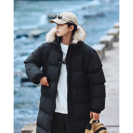 New Long Men's Big Wool Collar Thickened Extra Large Warm and Cold-proof Fashionable Jacket for Youth Fashionable Couple Clothes plus size Bread Clothes