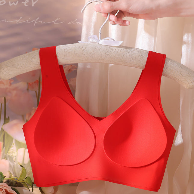 [High Quality] Red Endless Underwear Big Chest Small Thin plus size Sports Vest Bra