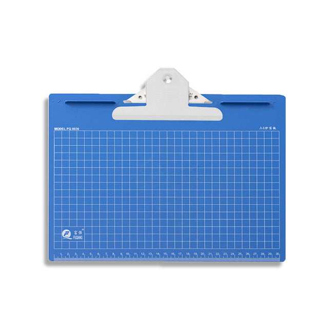 Fuchang Stationery A4 Horizontal Flat Butterfly Clip Grids with Scale Writing Board Plastic Office Commercial Factory Direct Sale