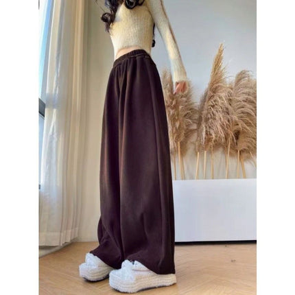 Yamamoto Pants Elastic Wide-Leg Women's Pants Spring and Autumn Straight Loose Casual Pants Regular Drape Floor-Length Plus-Size Long Pants