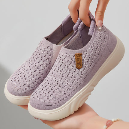 Shoes for Women, Versatile Spring Fly-Knit Breathable Non-Stinky Casual Shoes, Soft-Soled Sneakers, Mesh Breathable Single Shoes